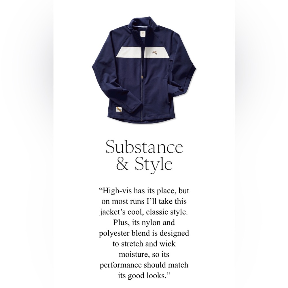 Tracksmith Eliot Track Jacket Women’s Small Navy/Ivory